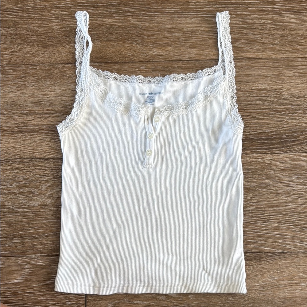 Brandy Melville White Buttoned Tank Top